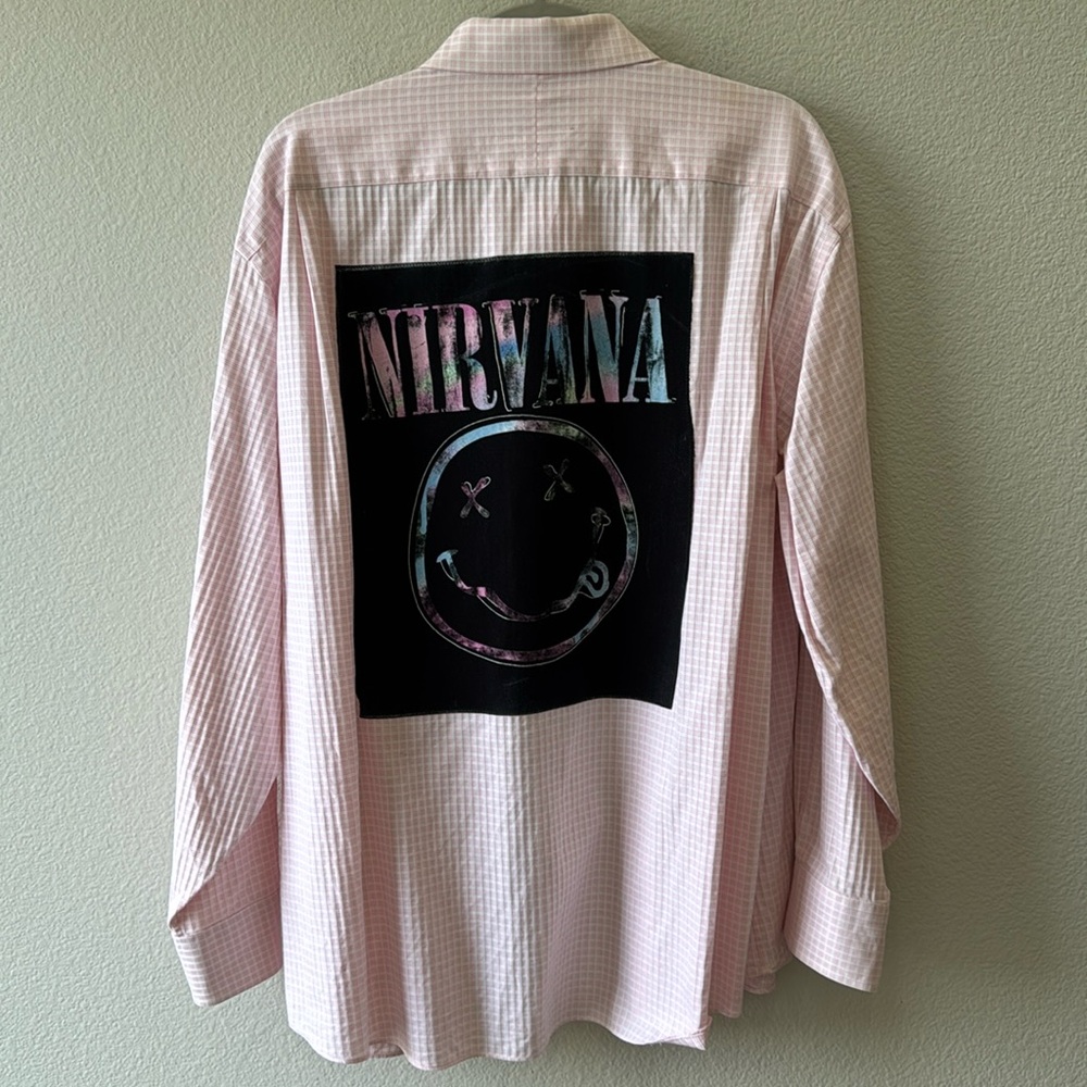 Nirvana Upcycled Button Down Shirt Men’s 34-35